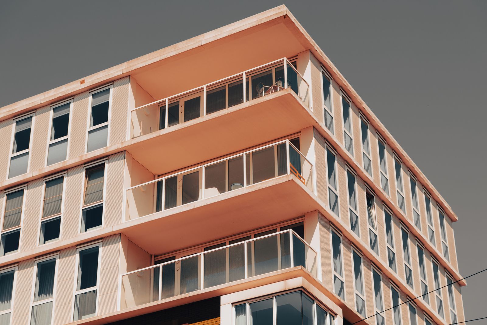 Exterior of a modern apartment building with balconies